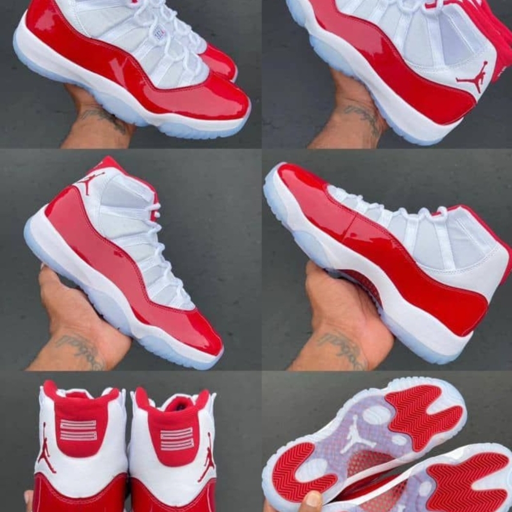 Men's Red and White Jordan Sneakers